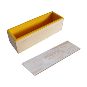Magideal - Molde De Jabón Rectangular De Silicona Con Caja De Madera Para Pastillas Y Tapa Flexible Reutilizable Adecuado Para La Fabricación De Velas Y Manuali Amarillo