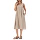 thumbnail image 1 of INSPIRE CHIC Vestidos sin mangas a cuadros para mujer, ajuste holgado casual, vestido midi de cuadros con bolsillos, atuendos de verano S Marrón, 1 of 6