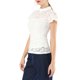 thumbnail image 4 of INSPIRE CHIC Blusa de Mujer con Espalda de Ojal Manga Corta Cuello Alto Semi Transparente Talla S Blanca, 4 of 7