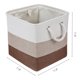 thumbnail image 4 of REGALWOVEN Juego de 3 cestas de almacenamiento de algodón con asas para estantes de armario, cesta de almacenamiento plegable para organizar ropa caqui 11.8*11.8*11.8in, 4 of 6