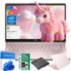 thumbnail image 1 of Notebook HP para Estudiantes y Negocios de 14" HD (Intel 4 Núcleos, 4GB RAM, 128GB eMMC + 128GB Micro SD, Windows 11 Home) Oro Rosa - Incluye Un Año de Microsoft Office y Unidad de CD/DVD, 1 of 3