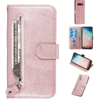 Gangxun - Funda Con Cremallera Para Samsung Galaxy S10, Carcasa Cartera De Cuero Pu Con Soporte Y Tarjetero