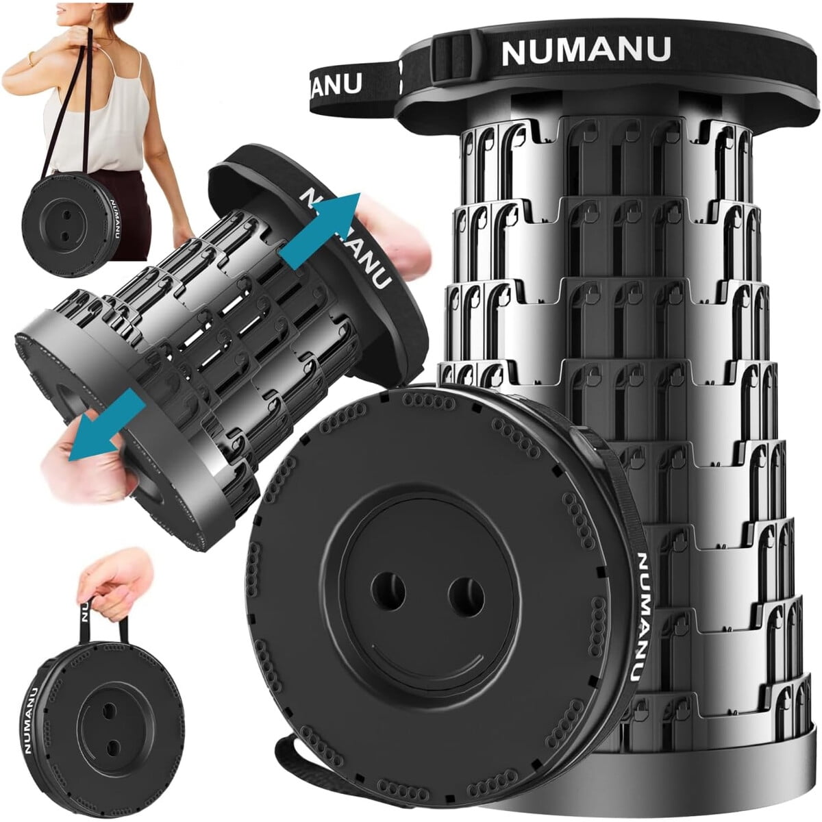 Banqueta Plegable Numanu 2025 620lbs 46cm Telescapica Negra