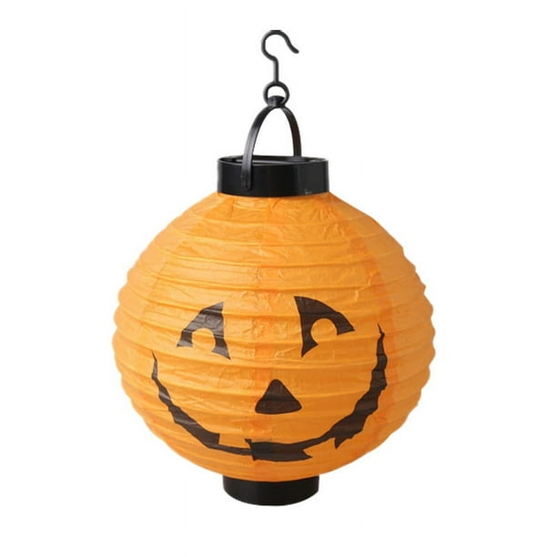 1pc Haunted House LED Lantern - Battery Operated Pumpkin Paper Lantern for Scary Halloween Decorations