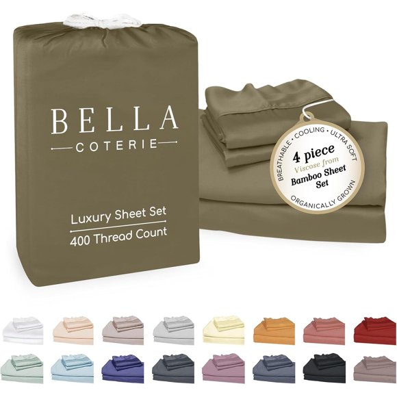 Sábanas Bella Coterie King 400TC de viscosa de bambú, 18 in