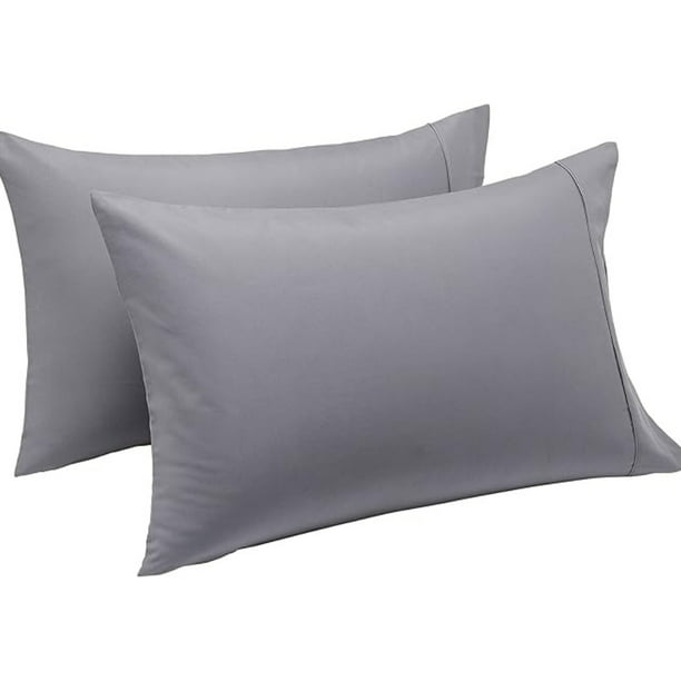 Set 2 Fundas De Almohada 50x70 Gris Suave Hilos