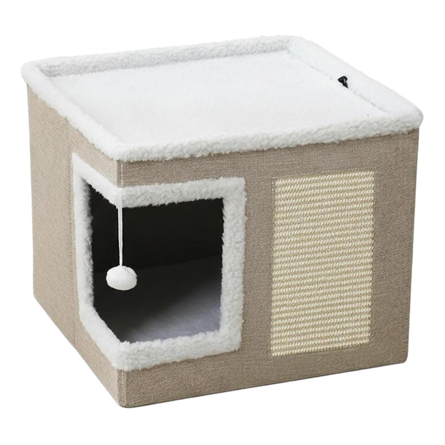 Casa Cama Iglu Gato Plegable + 2 Cojines Y Pompon - Norplat