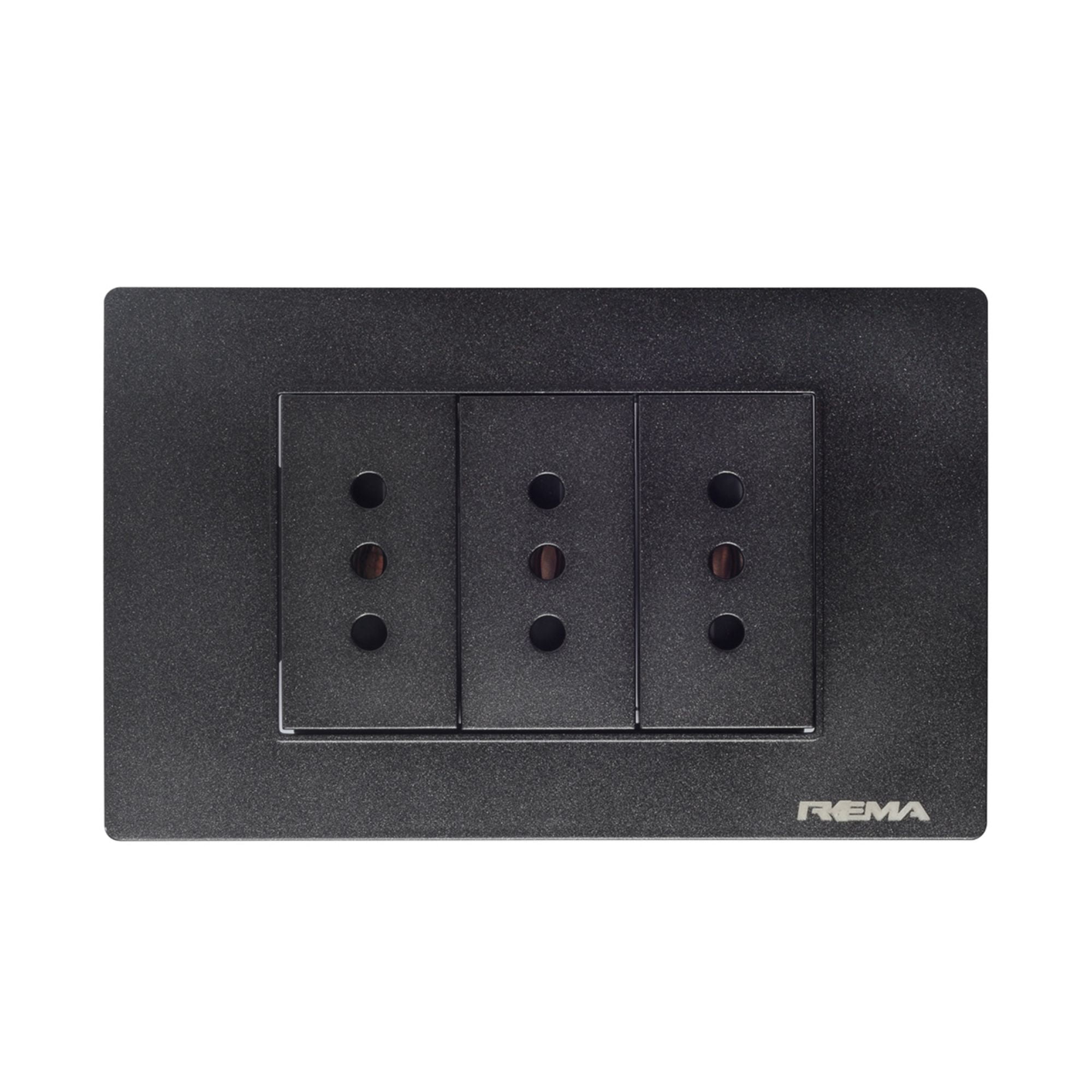 Enchufe Triple Línea Arrayán Negro - Rema