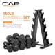 thumbnail image 2 of Set de mancuernas CAP de 150 lb con recubrimiento de goma y rack de almacenamiento, 2 of 8
