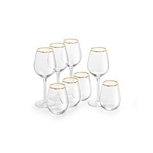 Royal Leerdam - Set 4 Copas Y 4 Vasos Borde Dorado Skylen