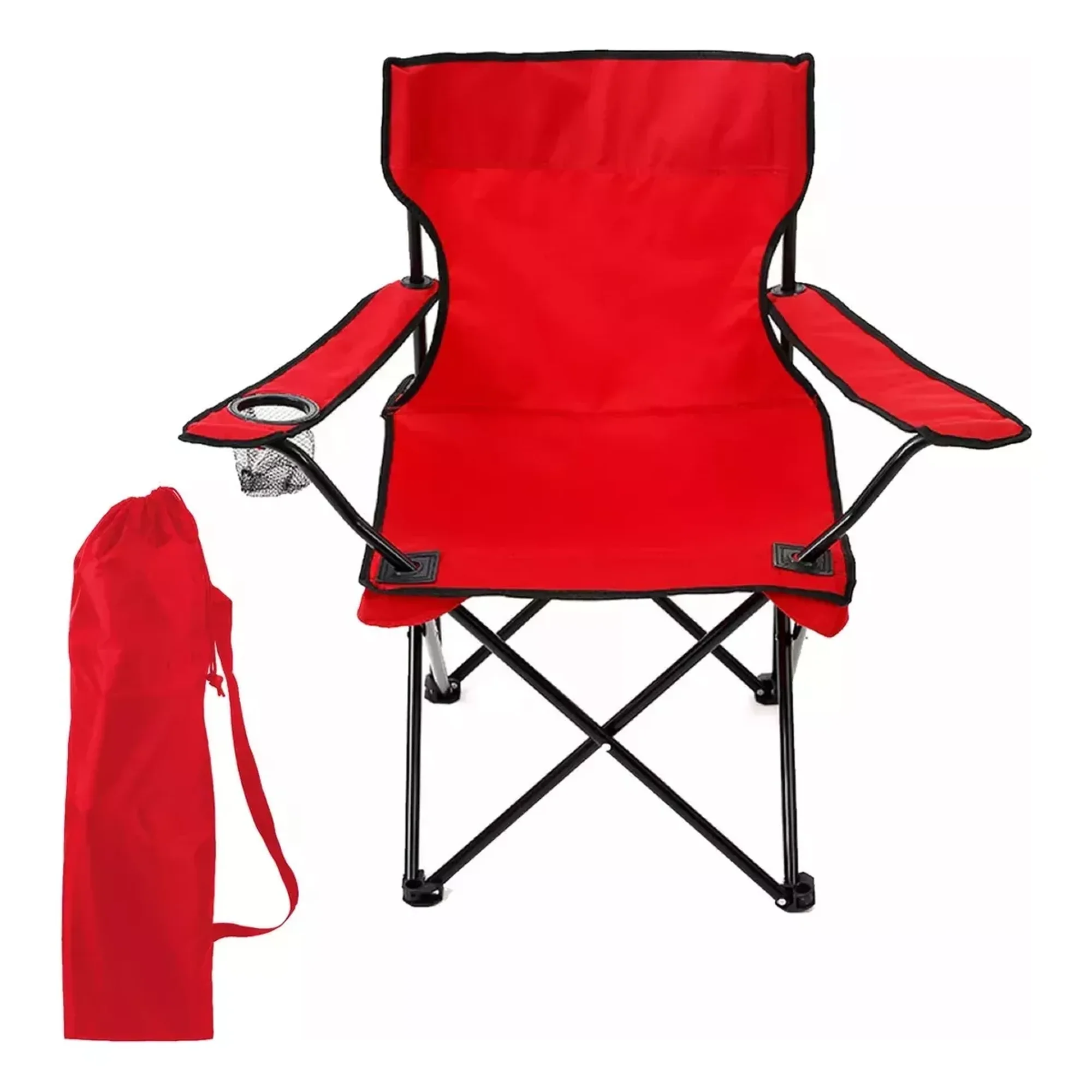 Max - Silla Plegable Portátil Para Camping Playa + Bolsa Rojo