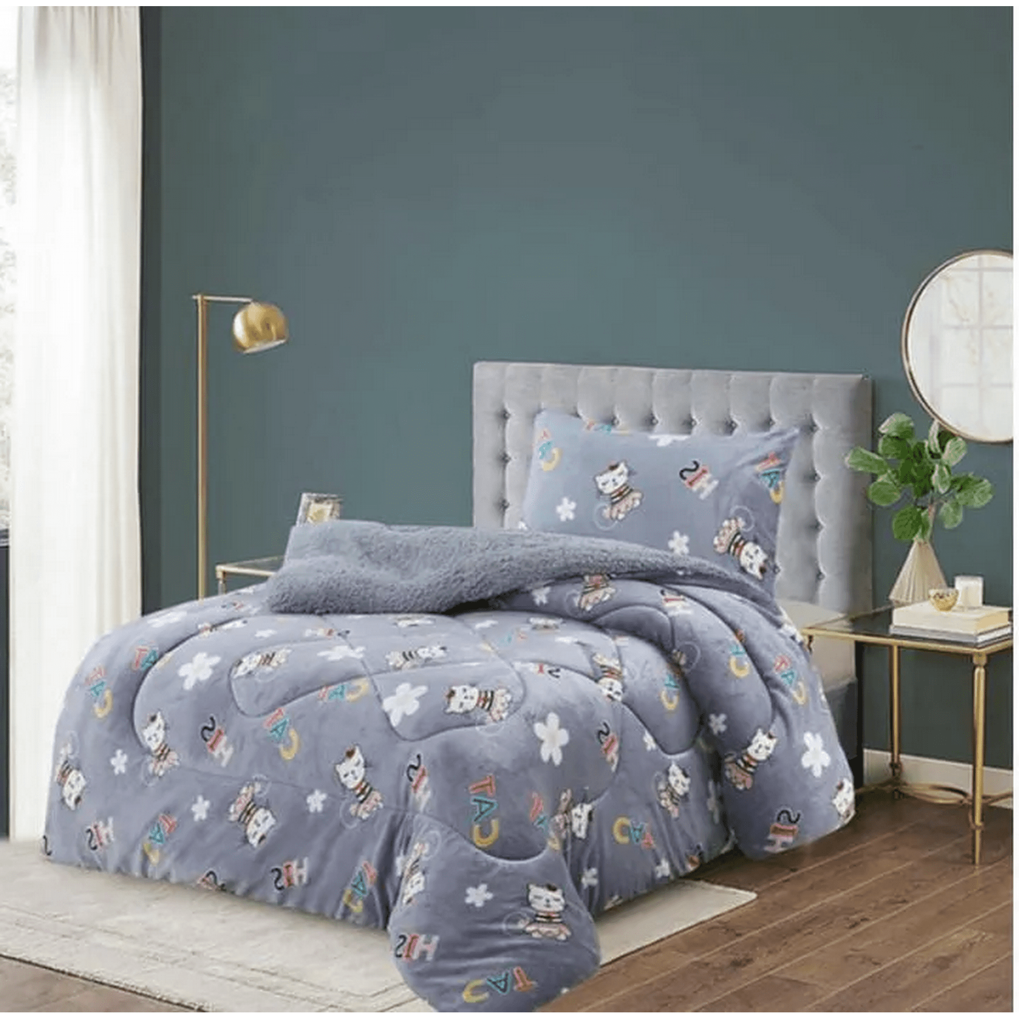 Genérico - Cobertor Chiporro Infantil 1.5 Plaza Gris Gata