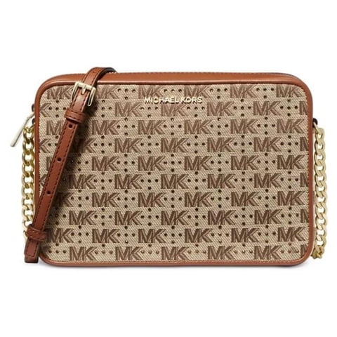 Cartera Michael Kors Jet Set Grande Para Mujer Crossbody De Vainilla Este/Oeste Talla Nica (Beige/Ebony) 32H3Gj6C3J-015