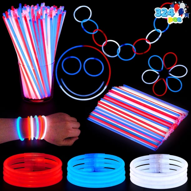 Glow Sticks JOYIN para el 4 de julio, 100 unidades con conectores, rojo, blanco y azul