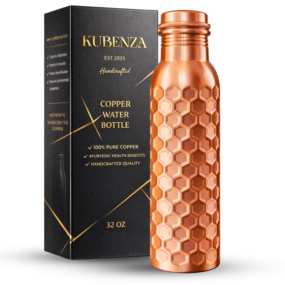 Botella KUBENZA de cobre 950 ml, hecha a mano y a prueba de fugas