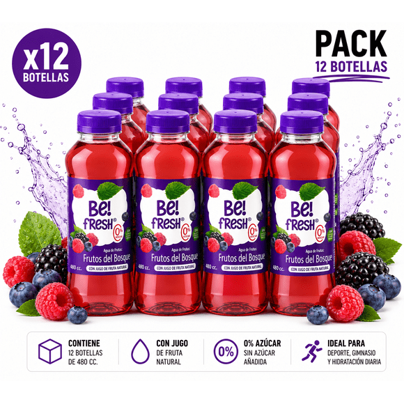 Pack 12 Agua de Frutas Be! fresh Frutos del Bosque 480cc