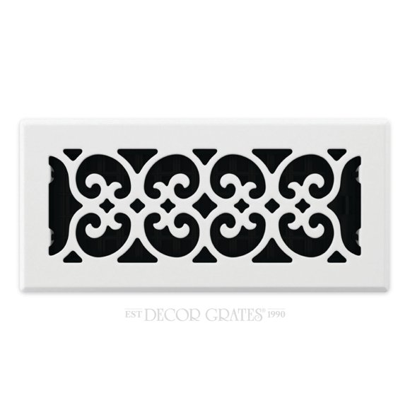Registro de Piso Decor Grates 10x25 cm Blanco con Diseño de Pergamino