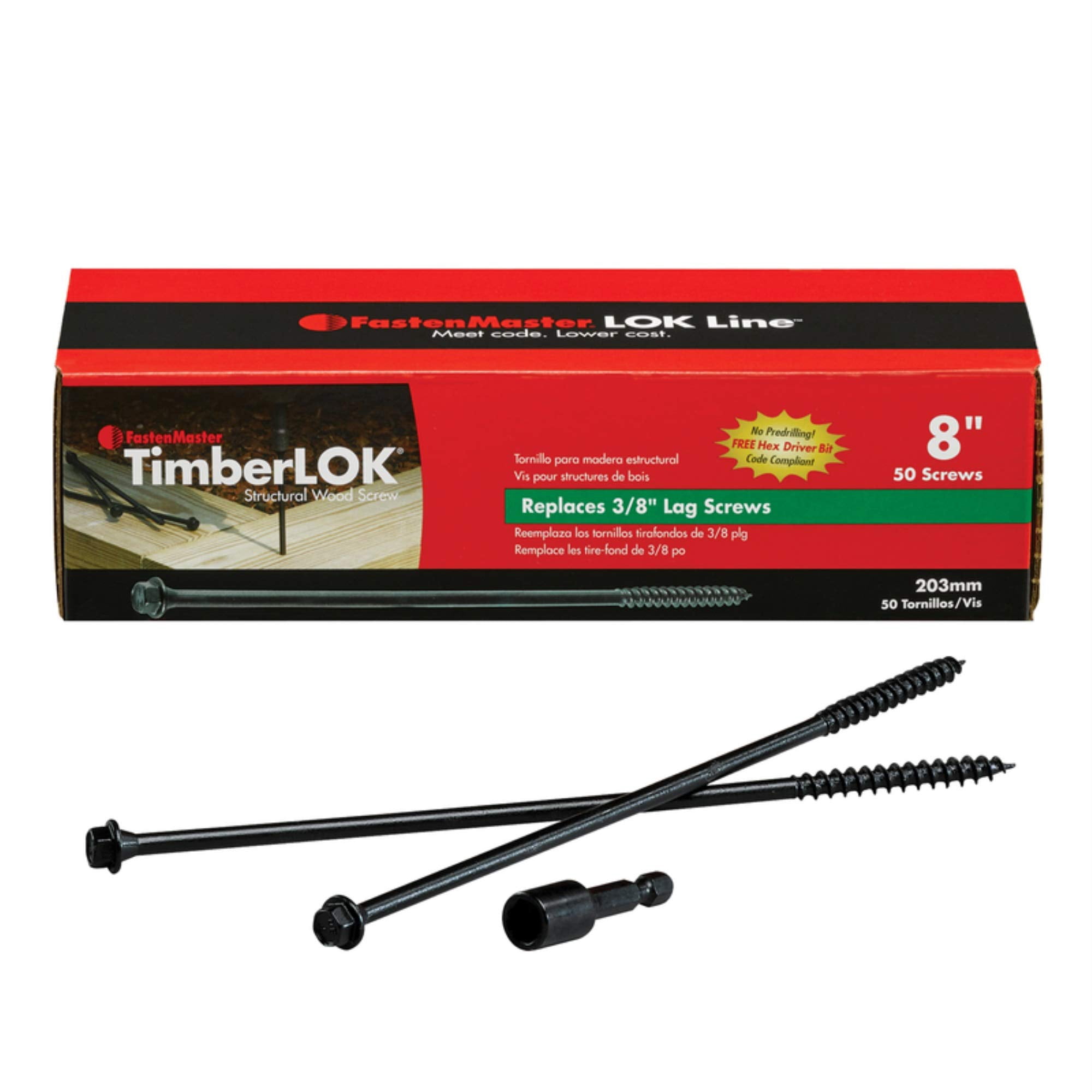 Tornillos Para Madera Fastenmaster Timberlok, 8 Cm De Largo, Hexagonales, Acero Con Revestimiento El
