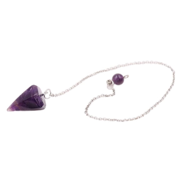 Péndulo De Piedra Natural Cono De Adivinación 6 Facetas Cristal Joyas Regalos Púrpura