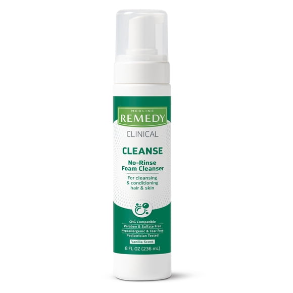 Espuma sin enjuague Cleanser Medline Remedy Clinical, 240 ml, vainilla