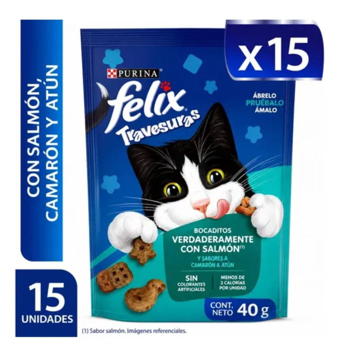Travesuras Felix Bocaditos Salmon Camarón Y Atún 15x40g