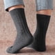 thumbnail image 5 of Calcetines de doble aguja con giro para hombre, calcetines extra grandes de línea paralela, forrados, gruesos y cálidos, de lana de conejo, calcetines casuales de tubo medio., 5 of 5