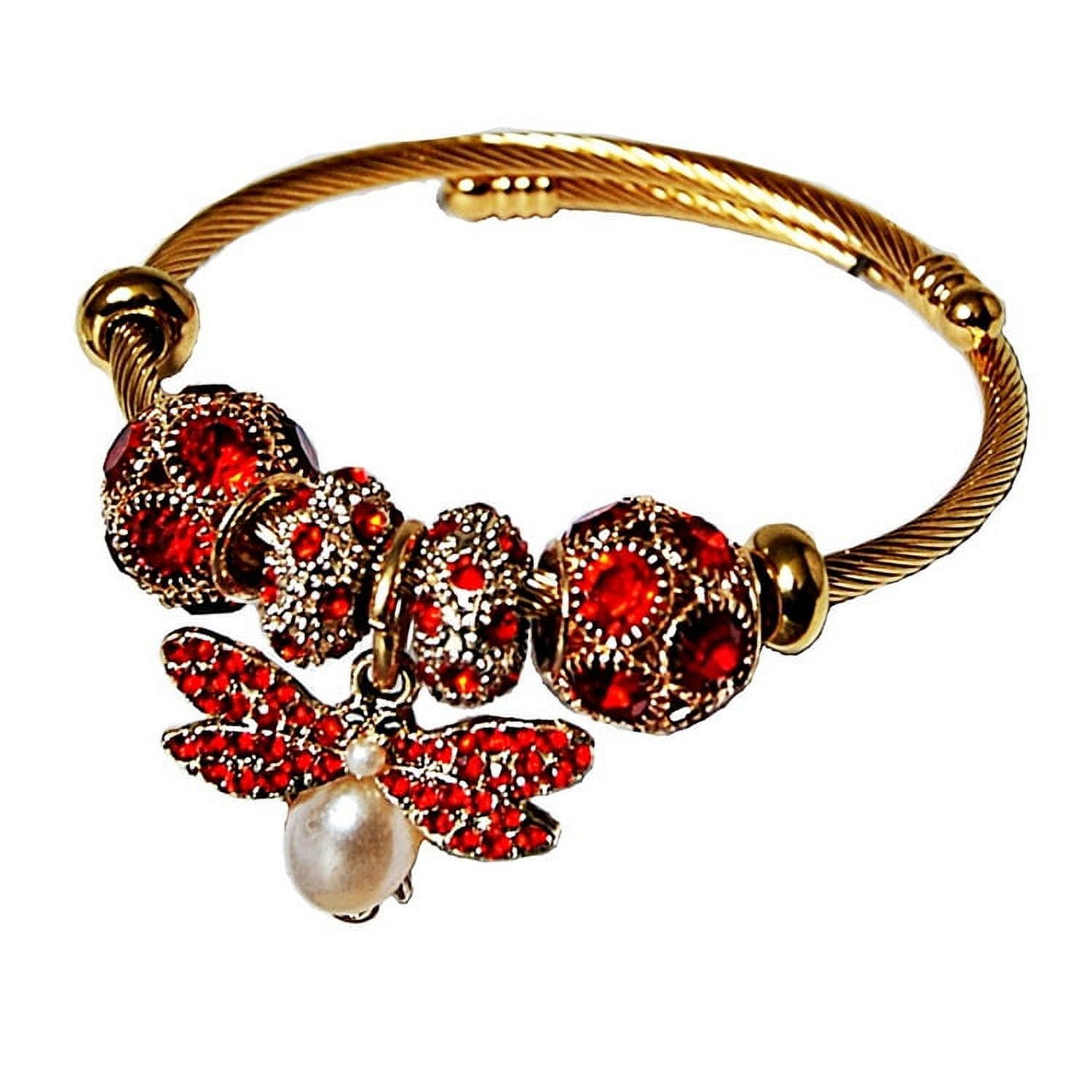 Pulsera Acero Libélula Rojo