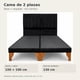 thumbnail image 4 of Cama Europea 2 Plazas sin Colchón con Base y Respaldo Lineal en Felpa Negra 150x190 cm, 4 of 5
