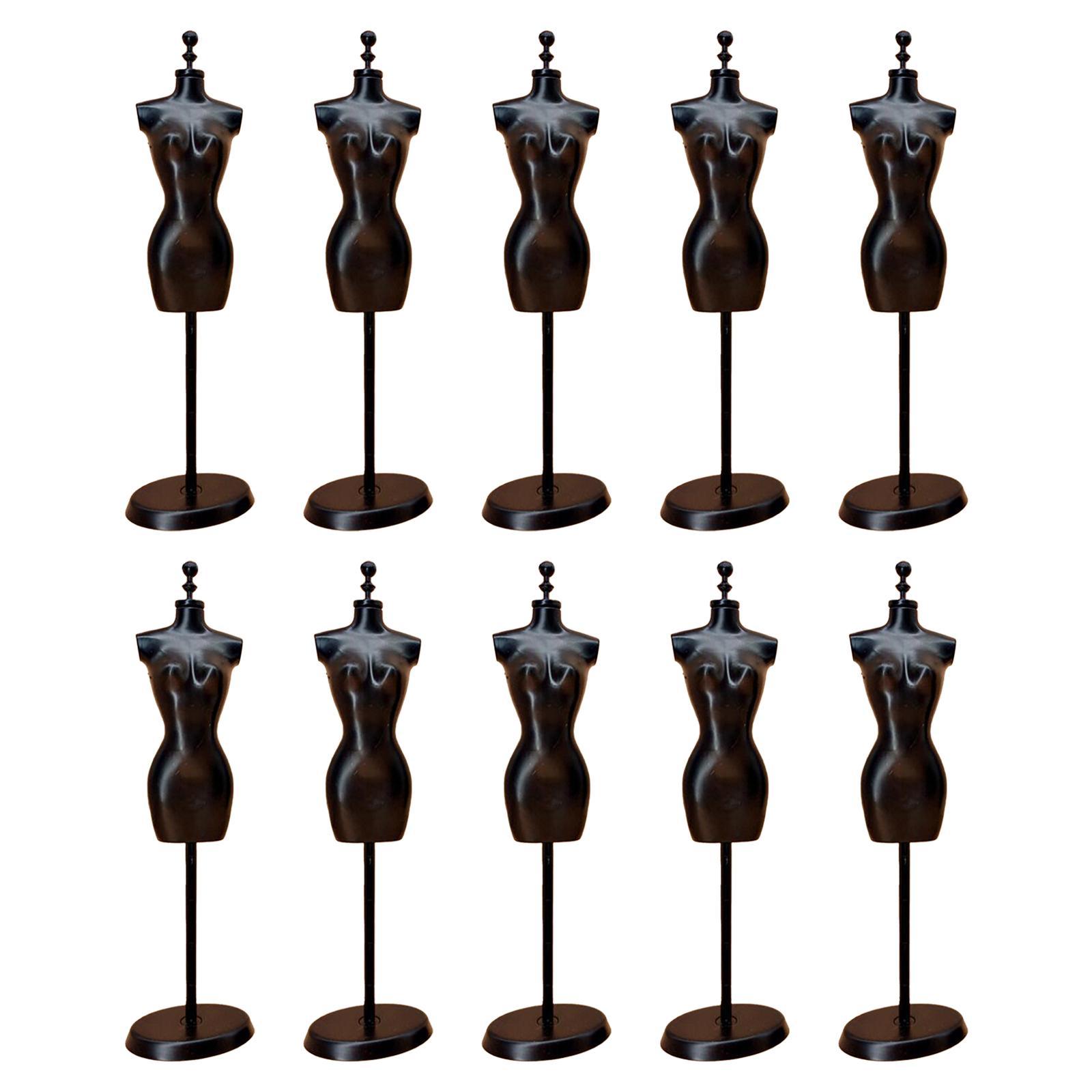 Magideal - Maniquí De Boda Con Soporte Para Falda, Accesorios Para Fotos, Escena De La Vida, Maniquí En Miniatura De Muñeca Para Modista, Exhibición De Joyería, Negro