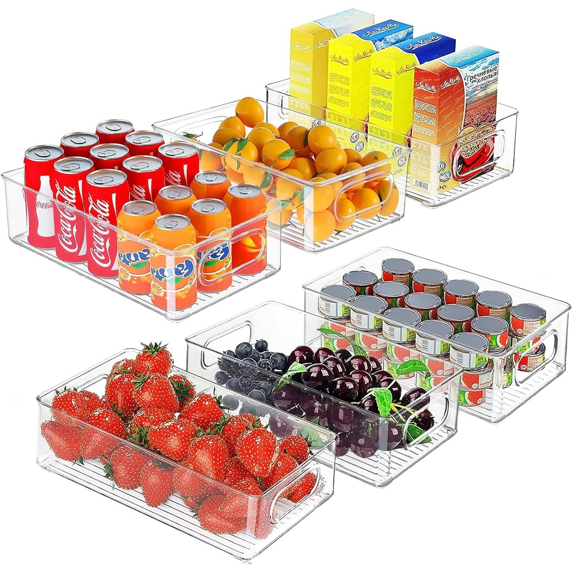 Wakeshome - Pack 6 Organizador Para Refrigerador Con Tapa 6 Pieza Bandeja Never Cubo De Almacenamiento