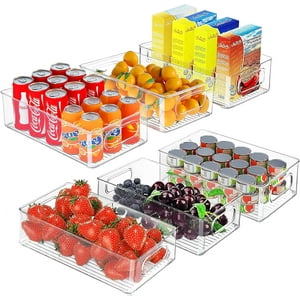 Wakeshome - Pack 6 Organizador Para Refrigerador Con Tapa 6 Pieza Bandeja Never Cubo De Almacenamiento