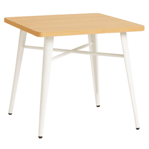 Moboi - Mesa Comedor Tolix Madera 70X70X75Cm Blanca