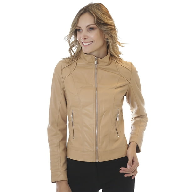 Chaqueta Ecocuero Chf21 Camel Mujer