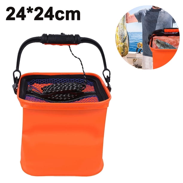 Cubo de pesca plegable, cubo de agua portátil para acampar, viajar, hacer senderismo, pescar, navegar y jardinería.