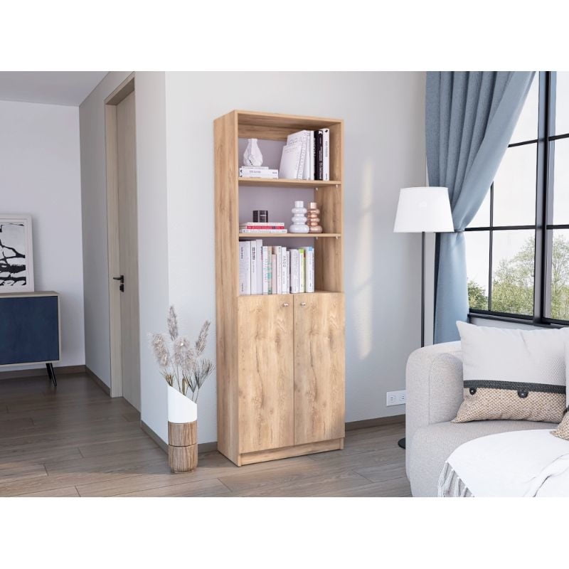 Tuhome - Estante Emb9588 De 2 Puertas 3 Repisas 180.6 Cm Macadamia