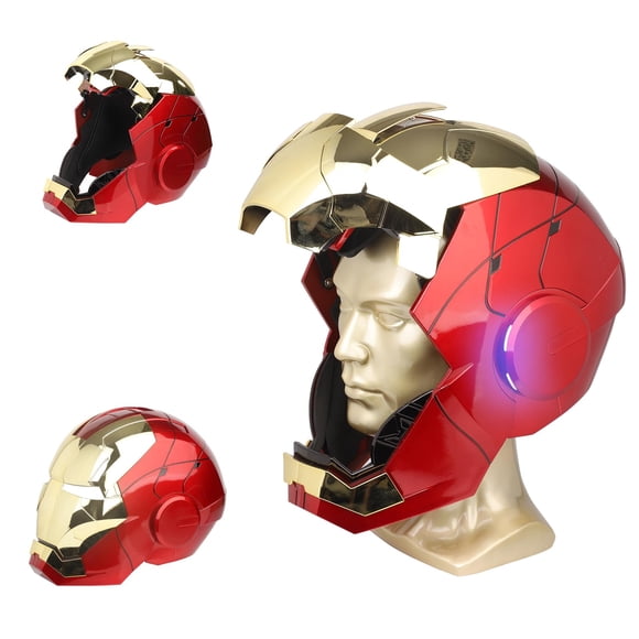 Casco Usable YONTYEQ Iron Hero MK 5 1:1 - Control por Voz, Tacto y Remoto con Ojos LED, Efectos Sonoros Realistas, Perfecto para Cosplay, Exhibición y Figuras de Colección para Hombre y Adolescente