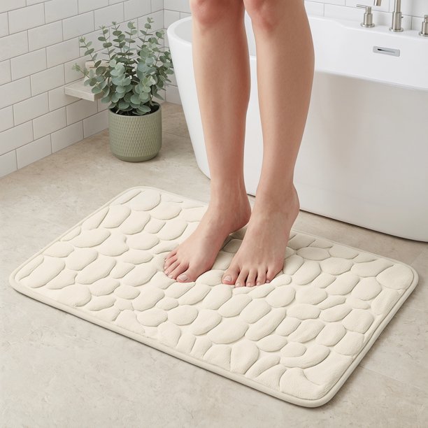 REGALWOVEN Alfombras de Baño de Espuma Viscoelástica Ultra Suave Antideslizante Alfombrilla de Baño Absorbente de Agua Secado Rápido Alfombra de Baño Caqui 20" x 32"
