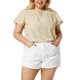 thumbnail image 1 of GRACIA Y GRANDEZA Blusas de Chifón con Cuello de Ojal y Mangas Cortas Acampanadas para Mujer Talla Grande 2X Beige, 1 of 8
