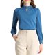thumbnail image 1 of INSPIRE CHIC Blusa de Mujer con Cuello Alto, Pliegues y Botón de Ojal M Azul Pavo Real, 1 of 7