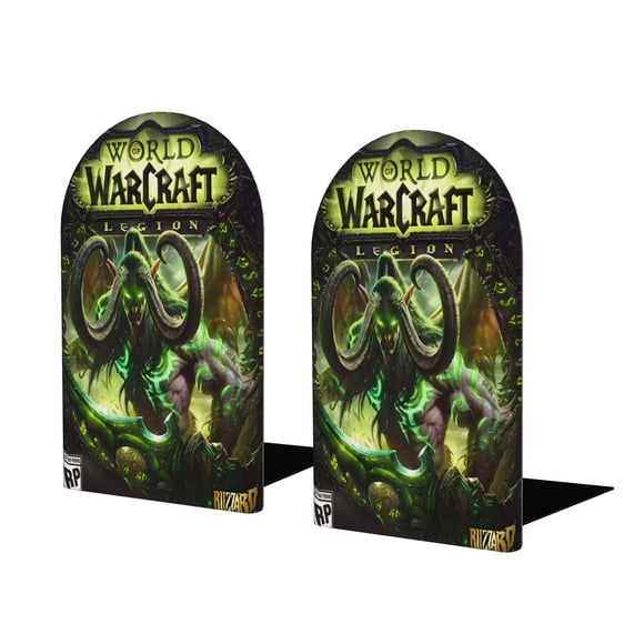 World of Warcraft Sujetalibros decorativos temáticos, tope para estantería con base antideslizante, uso dual para hogar y oficina - 2 piezas