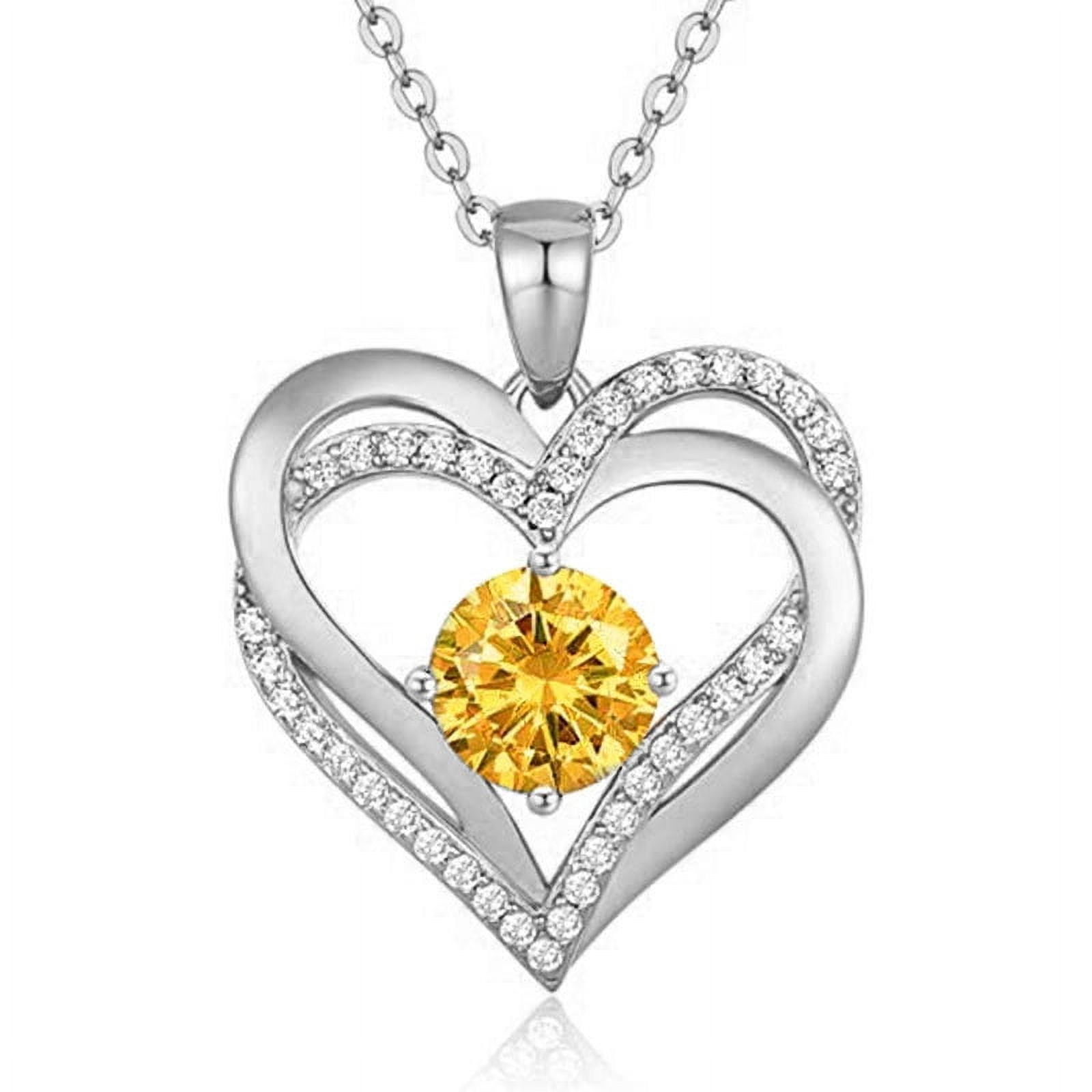 Collar Heshpaws Love Pendant Con Birthstone Zirconia Y Caja De Regalo