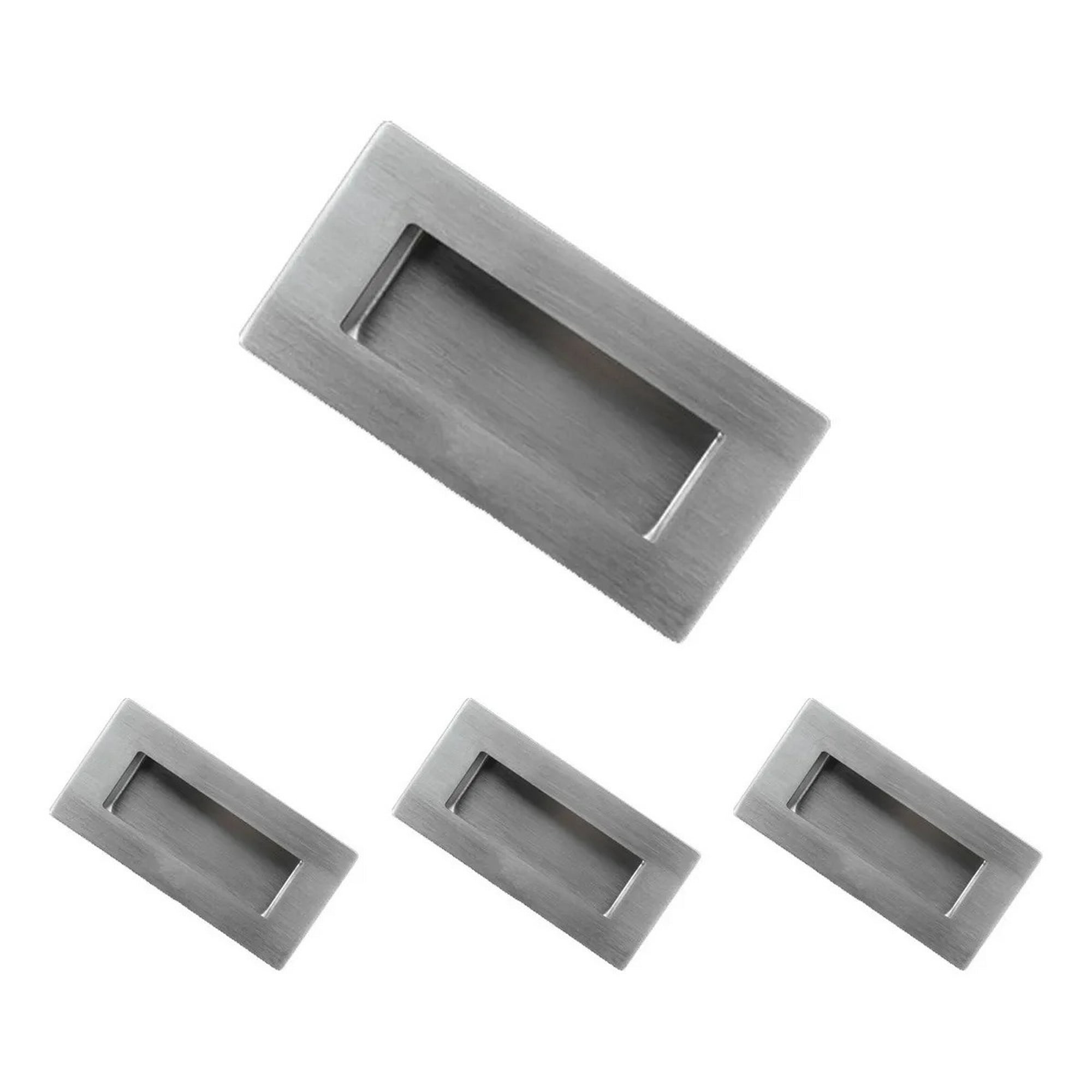 Genérica - 4pcs Asa Rectangular Embutida Puerta Closet Acero Inoxidable