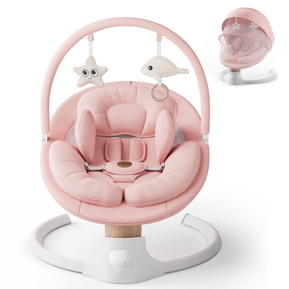 Baby Swing Electric Con 10 Melodías Y 5 Velocidades Color Rosa