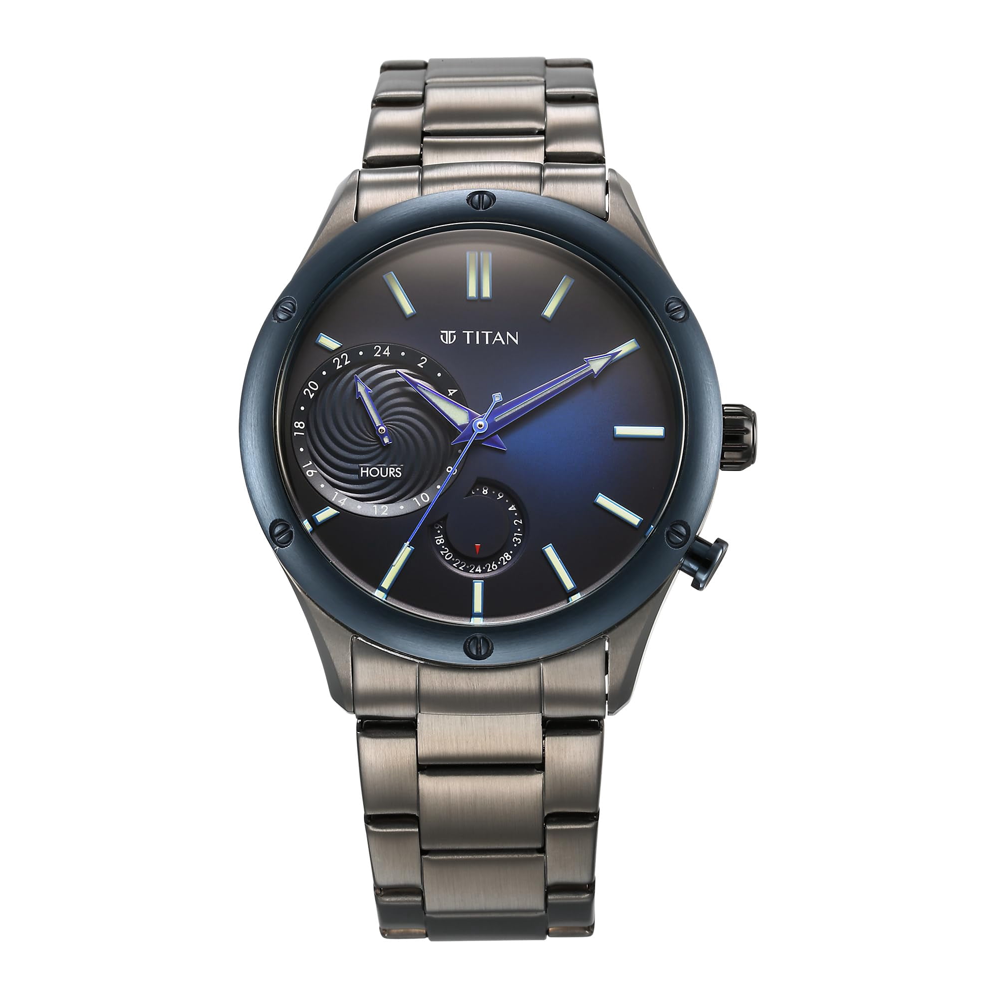 Reloj Titan Regalia Stellar De Cuarzo Con Esfera Azul De 49 Cm
