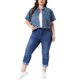 thumbnail image 2 of Agnes Orinda Chaqueta de Mezclilla Recortada para Mujer de Talla Grande para Escuela o Universidad, Clásica con Solapa, Manga Corta, Abotonada, Lavada, Casual con Bolsillo 3X Gris Azul, 2 of 6