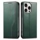 thumbnail image 1 of Funda tipo cartera para iPhone 16 Pro de piel con cierre magnético, ranuras para tarjetas y correa para la muñeca Verde, 1 of 6
