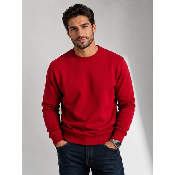Poleron Polo Cuello Redondo 300g De Hombre 70/30 Basico L Rojo Lisa
