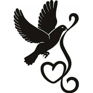 Rienda Libre Graphics - Decomural Dove Heart Birds & Feathers Ws-18788