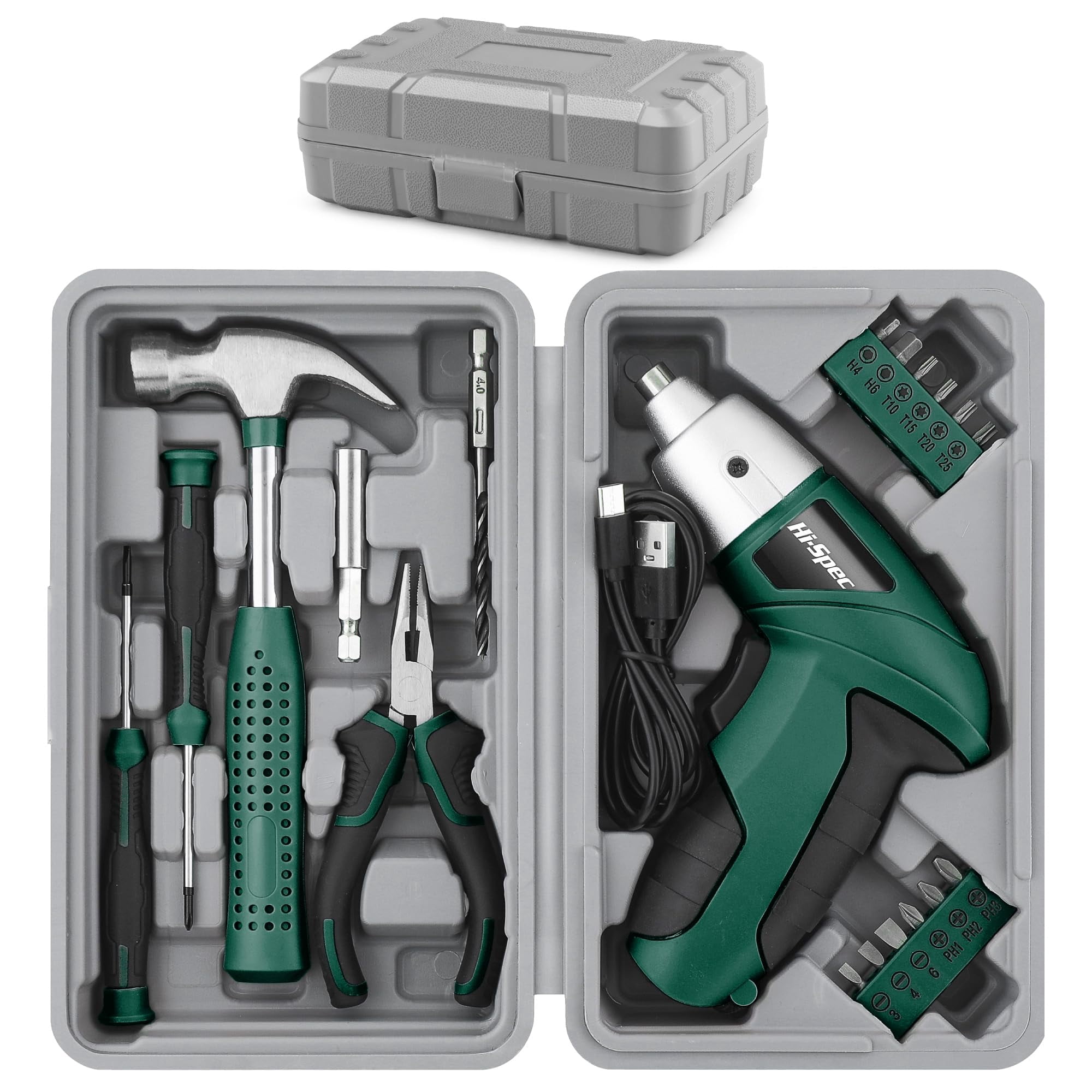 Juego De Destornilladores Eléctricos Inalámbricos Hi-spec De 3,6 V Con Puntas De 19 Piezas