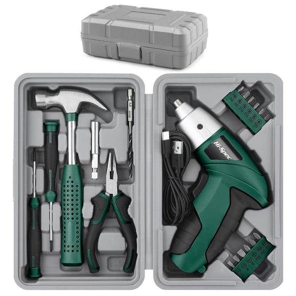 Juego de destornilladores eléctricos inalámbricos Hi-Spec de 3,6 V con puntas de 19 piezas